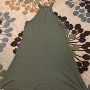 High Neck Army Green Dress